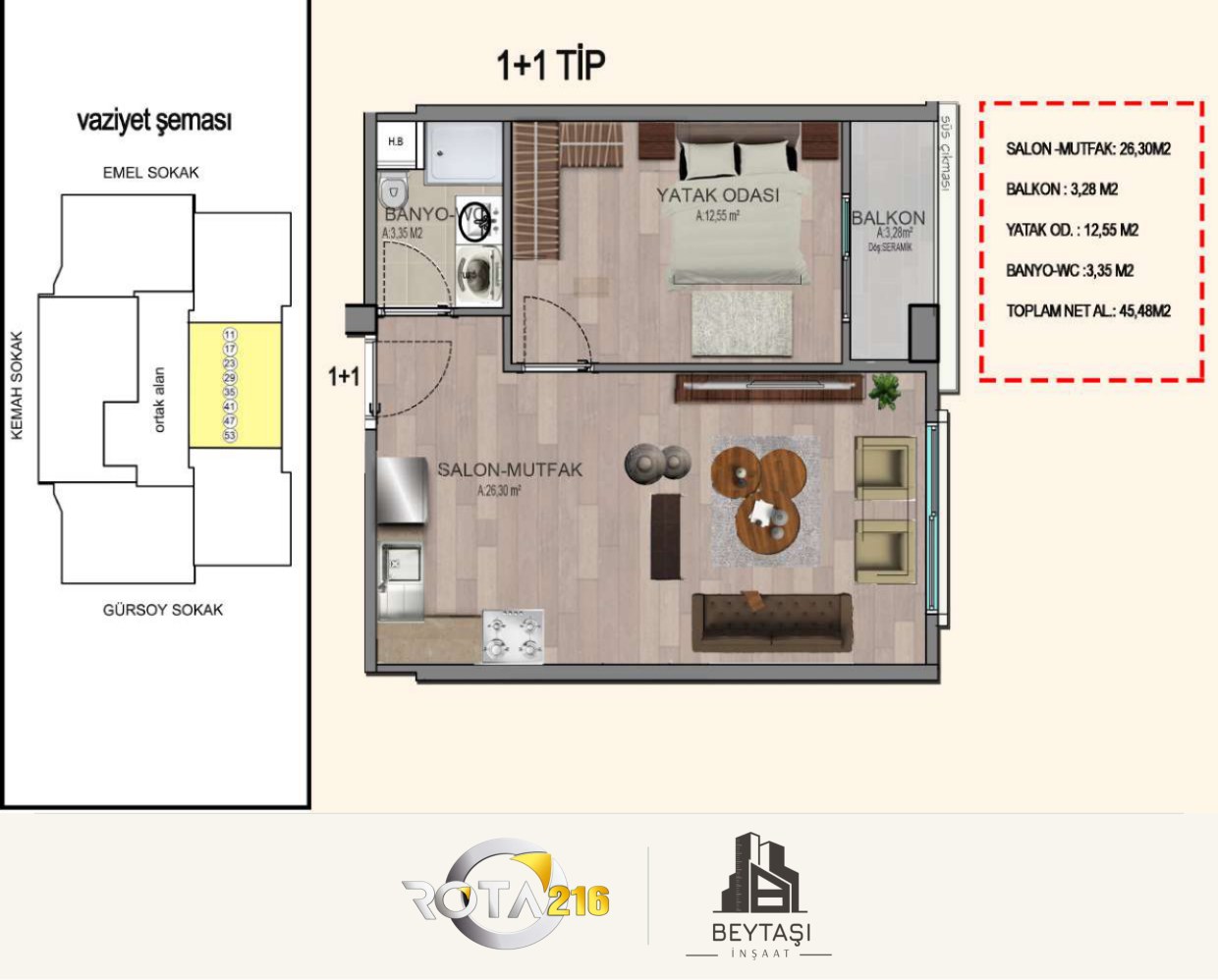 1+1 · 45,48 m²